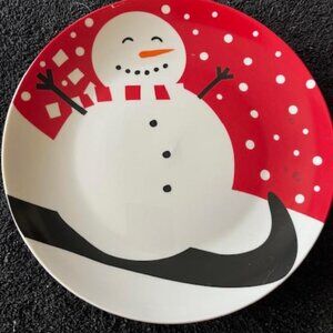 set of 4 snowman plates